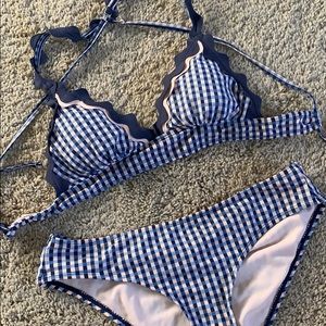 TARGET Navy & Pink Gingham Swimsuit TOP